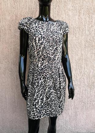 Бавовняний фактурний сукня сарафан леопардовий принт warehouse