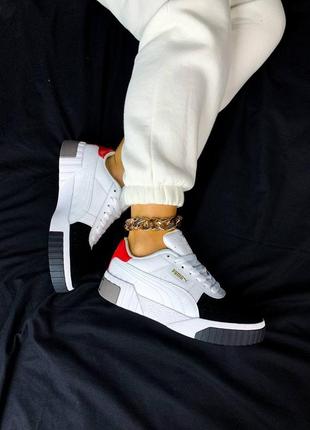 Женские кроссовки puma cali white/red/black9 фото