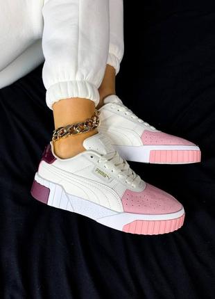 Женские кроссовки puma cali white/pink/purple5 фото