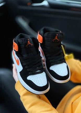 🌼🖤🧡nike jordan orange black white🧡🖤🌼кроссовки джорданы женские найк2 фото