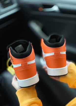 🌼🖤🧡nike jordan orange black white🧡🖤🌼кроссовки джорданы женские найк4 фото