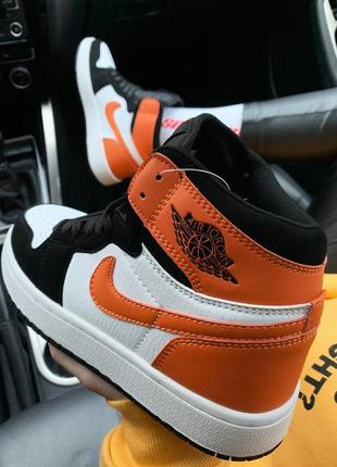 🌼🖤🧡nike jordan orange black white🧡🖤🌼кроссовки джорданы женские найк7 фото