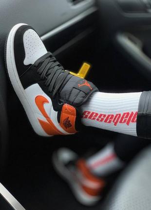 🌼🖤🧡nike jordan orange black white🧡🖤🌼кроссовки джорданы женские найк9 фото