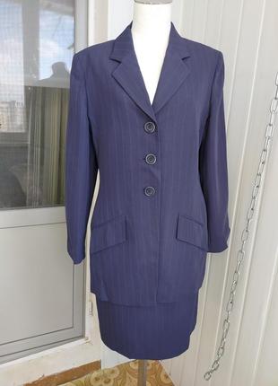Костюм шерстяной jaeger, 38-40,  с юбкой, полоска