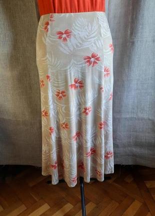 Трикотажная вискозная летняя юбка с цветочным принтом /eastex5 фото