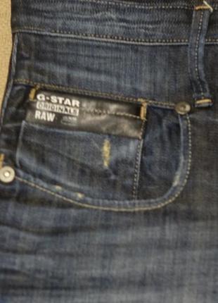 Прямі темно-сині джинси з выбеленностями і потертостями g-star raw голландія 28/32 р.4 фото