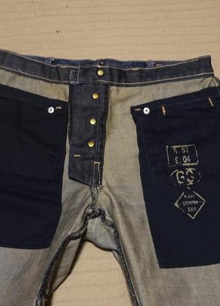 Прямі темно-сині джинси з выбеленностями і потертостями g-star raw голландія 28/32 р.5 фото