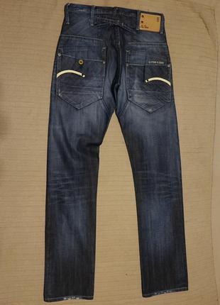 Прямі темно-сині джинси з выбеленностями і потертостями g-star raw голландія 28/32 р.7 фото