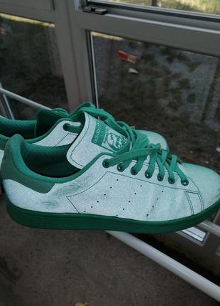 Мужские кожаные рефлективные кроссовки adidas stan smith1 фото