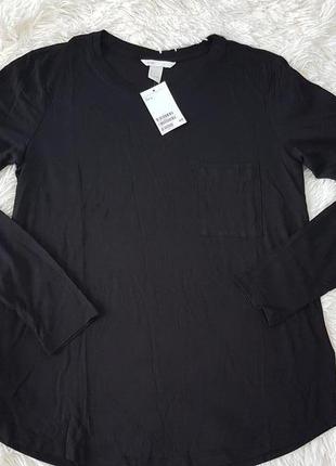 Брендовая, черная, натуральная, блуза, кофта, лонгслив,  old navy, р. l3 фото