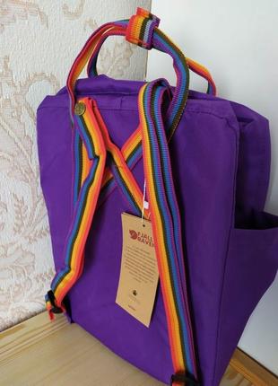 Рюкзак kanken веселка сумка канкен classic rainbow фіолетовий портфель з райдужними ручками6 фото