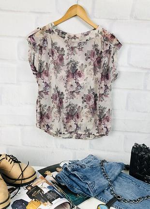 Блуза полупрозрачная в цветочный принт