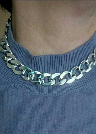 Масивний ланцюг кол'є чокер під золото срібло