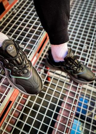 Кроссовки adidas ozweego black leather/xeno on-foot8 фото