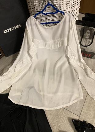 Италия сатиновая блуза с воланами5 фото