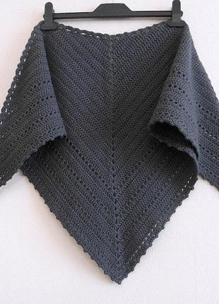 Вязаный бактус платок шарф треугольный 100% мериносовая шерсть ручная работа6 фото