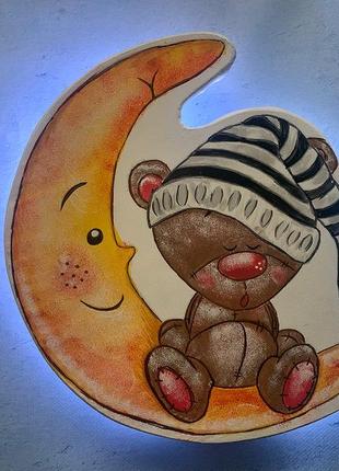 Детский светильник-ночник „миша на месяце“,ручная работа9 фото