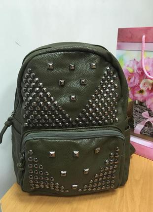 Рюкзак с заклепками b-030 зеленый/хаки2 фото