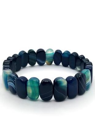 💙✨ женственный браслет-резинка натуральный камень сине-бирюзовый агат звено1 фото