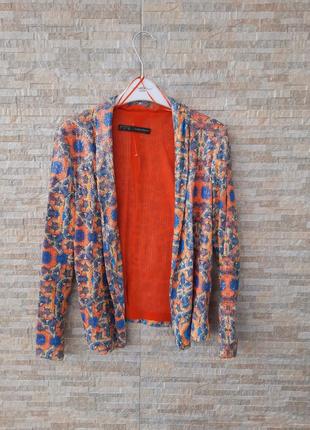 Базовый мини-пиджак жакет zara с пайетками с абстрактным принтом - разноцветный1 фото