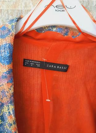Базовый мини-пиджак жакет zara с пайетками с абстрактным принтом - разноцветный4 фото