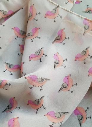 Красивий рожевий шарф шарфик з пташками 180 см internacionale