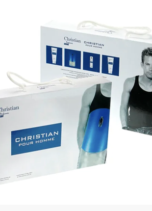 Подарочный набор chr1stian pour homme (парфюм100ml+10ml+гель для душа+гель для тела)