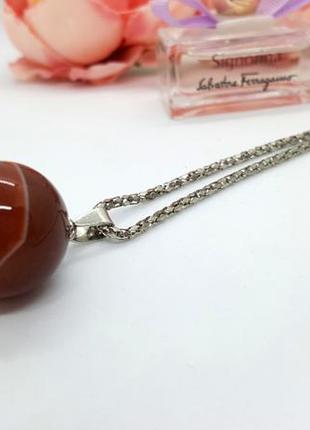 ❤️🌹 кулон на цепочке/шнурке "шар" натуральный камень красная яшма шарик3 фото