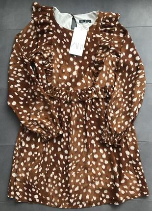 Платье animal print, тигровое zara