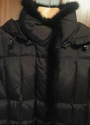 Пуховик пальто дутое с норкой
