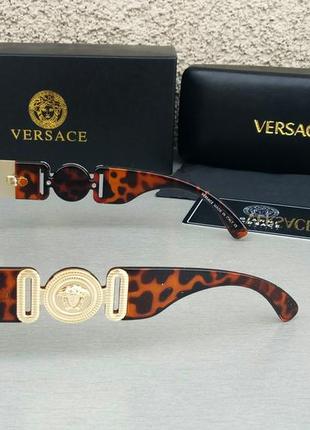 Versace окуляри маска жіночі сонцезахисні коричневі тигрові з градієнтом3 фото