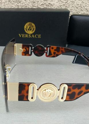 Versace очки маска женские солнцезащитные коричневые тигровые с градиентом4 фото