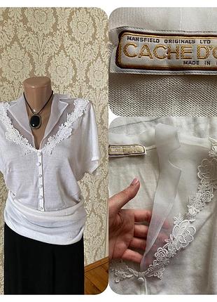 Винтажная итальянская удленённая блузка футболка натуральная