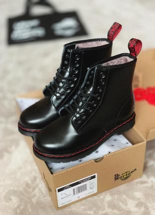❄️🖤❤️dr martens silver black red 1460 fur❤️🖤❄️ботинки доктор мартинс женские зимние