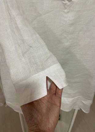 Туника рубашка сарафан льняная белая разклешеная5 фото