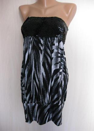 Нарядное открытое секси платье с блестками паетками на груди, м/l, kiah, англия, км08866 фото
