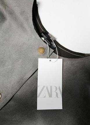 Комбинированное пальто кардиган из серой искусственной замши zara9 фото
