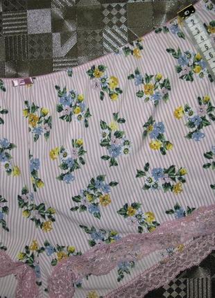 Шортики трусики трусы шорты домашние пижамные цветочный принт с кружевом m&s uk185 фото