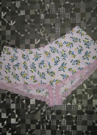 Шортики трусики трусы шорты домашние пижамные цветочный принт с кружевом m&s uk181 фото