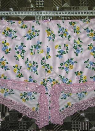 Шортики трусики трусы шорты домашние пижамные цветочный принт с кружевом m&s uk184 фото