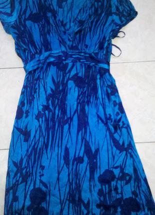 Monsoon сине бирюзовое платье натур шелк р л-хл  100% шелк
