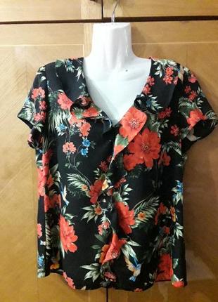 Dorothy perkins р. 14 ошатна блуза з рюшами квіти рюші