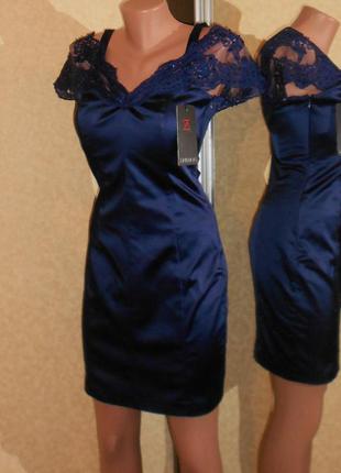 Нарядное платье с кружевной вставкой. размер s2 фото