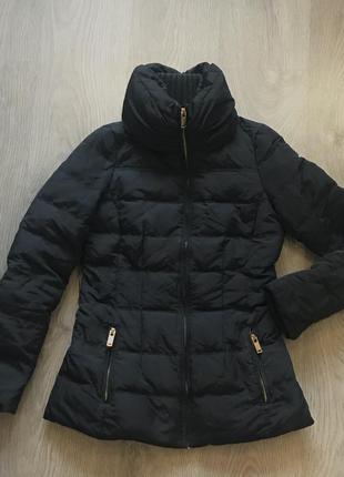 Чорний жіночий пуховик / курточка з натурального пуху zara