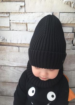 Дитяча демісезонна шапка рубчик для хлопчика від 2 років5 фото