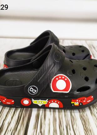 Кроксы сабо детские для мальчика черные с машинками dago style р-р 24-32