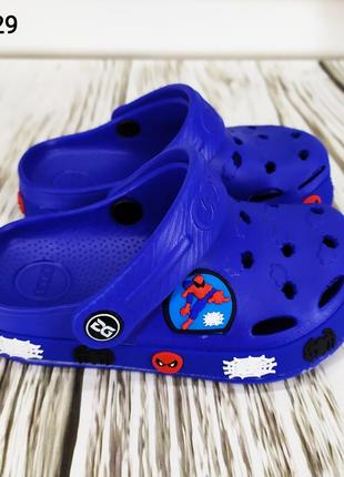 Крокси сабо дитячі для хлопчика сині з павуком dago style р-р 24-32