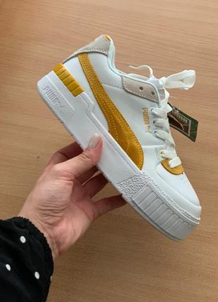 Puma cali🆕шикарні жіночі кросівки🆕білі помаранчеві шкіряні пума🆕жіночі кросівки🆕весна