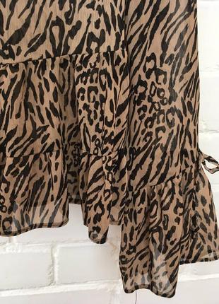 Стильна блуза з рюшами тигровий принт4 фото