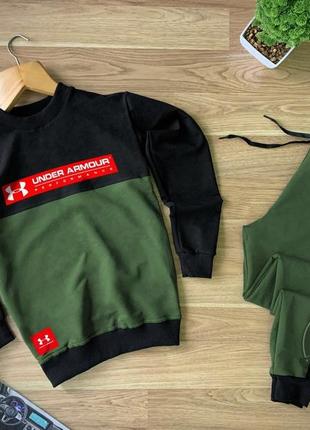 Стильний чоловічий спортивний костюм under armour хакі зелений